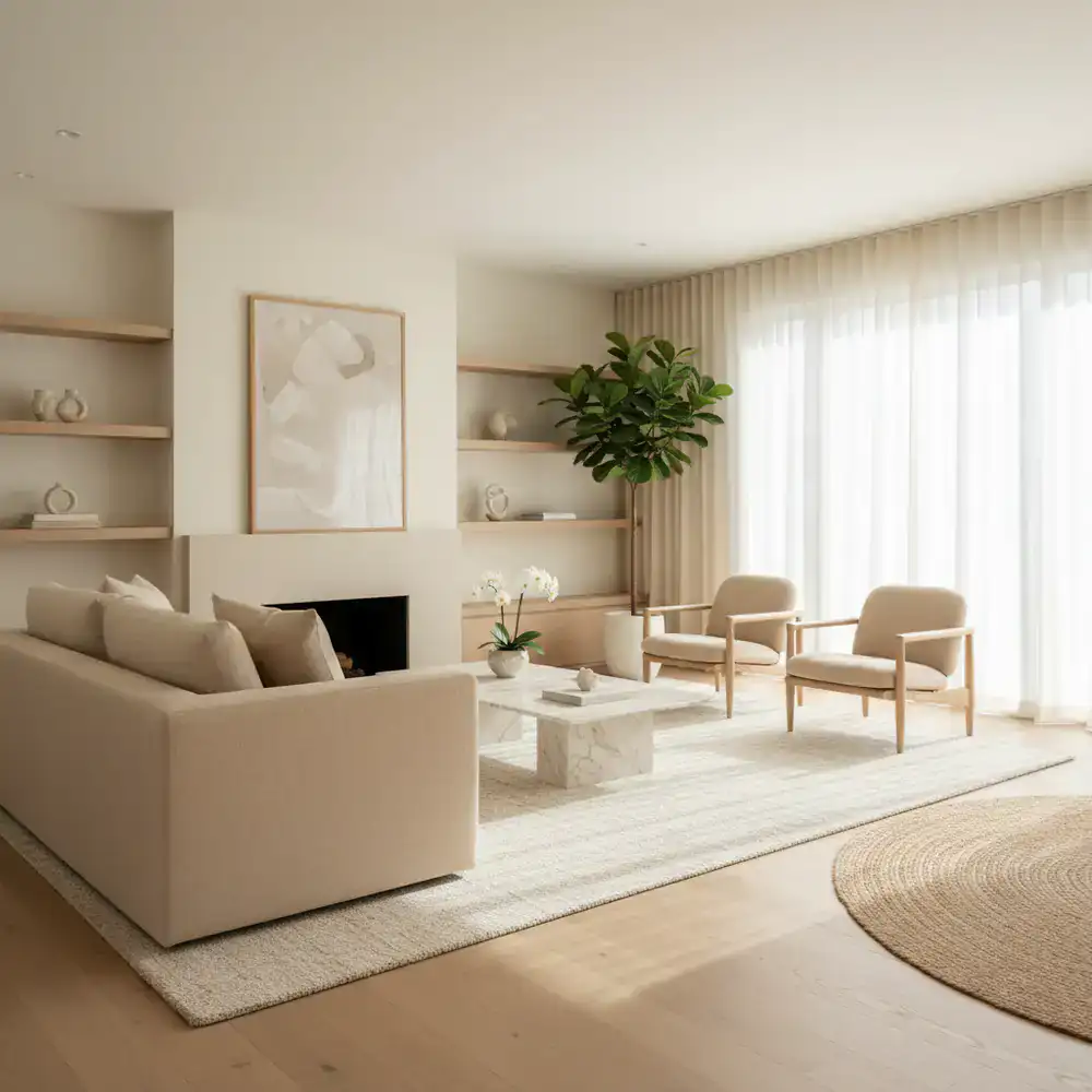 Pristine and clean living room space