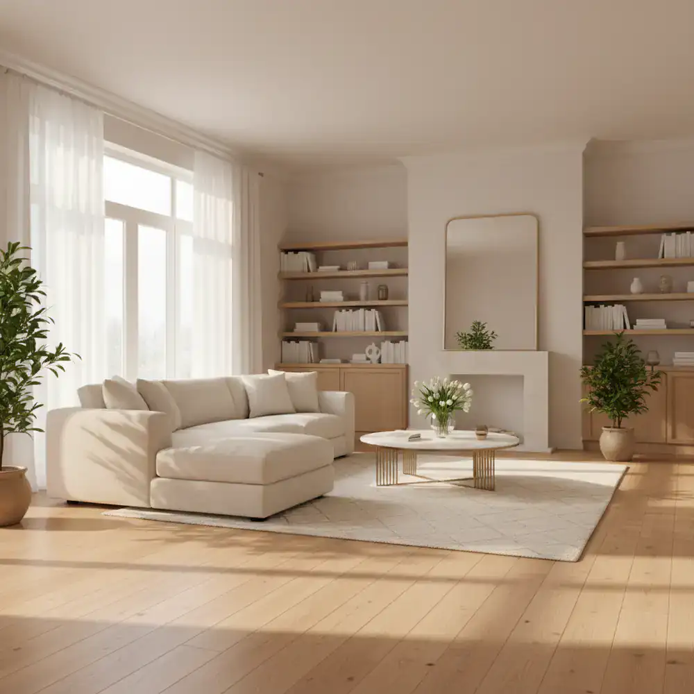 Pristine living room showing our cleaning quality